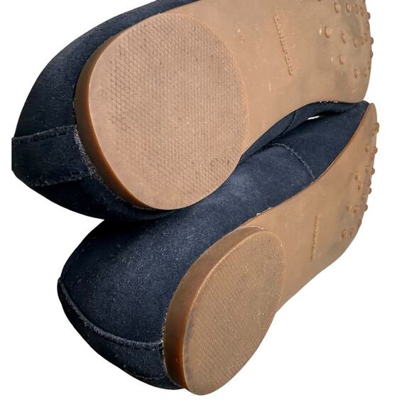Lands End Suede Ballet Flats Navy Sz 7 Balletcore Career School Preppy Casual - Picture 9 of 13